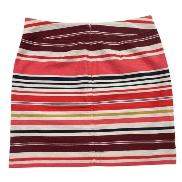 LOFT Petite Striped Textured Pencil Skirt Pink Brown Gold Size 6P - Picture 3 of 6